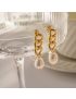 Aurelia Chain Pearl Earrings