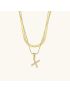 Opal Charm - LayeRed Gold Initial Necklace