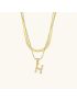 Opal Charm - LayeRed Gold Initial Necklace