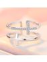 Dual Cross Zircon Ring - Minimalist Copper Band