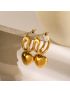 Heart Drop Gold Earrings