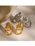 Aven Double Link Gold Earrings