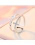 Dual Cross Zircon Ring - Minimalist Copper Band