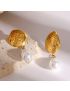Oceanic Swirl - Gold Freshwater Pearl Drop Earrings